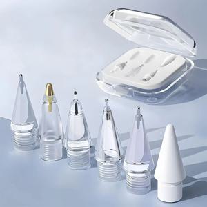 Apple Pencil Pro/2세대/1세대/USB-C용 6/4 in 1 교체용 연필 팁, 보관 케이스가 포함된 업그레이드된 iPad 펜 팁
