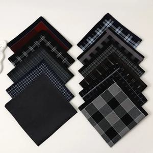11Pcs 남성용 순수 코튼 손수건 클래식 원사 염색 격자 무늬 구식 얇은 흡수성 땀 수건 세련되고 우아한