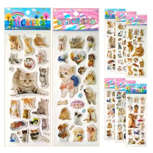6장 3D 애완견 및 고양이 스티커 자동차 스타일링 스크랩북 동물 버블 보상 스티커 어린이 선물 소년 소녀 장난감