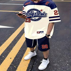 2025년 여름 신상 남성 세트는 3D 디지털 패턴 프린팅으로 스트리트 캐주얼 힙합 패션의 편안함과 부드러움을 특징으로 합니다.