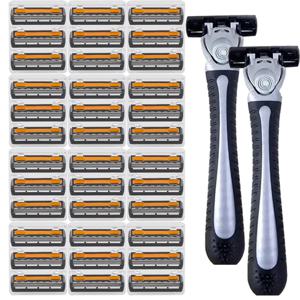 금속 손잡이 수동 전문 얼굴 관리 수염 3중날 안전 면도기 및 면도기 스탠드 면도기 받침대 (남성용)