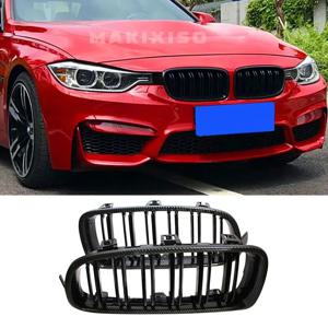 BMW 3 시리즈 F30 F31 F35 F80 2012 2013 2014 2015-2018용 자동차 전면 범퍼 레이싱 그릴, 유광 블랙 키드니 그릴 1쌍