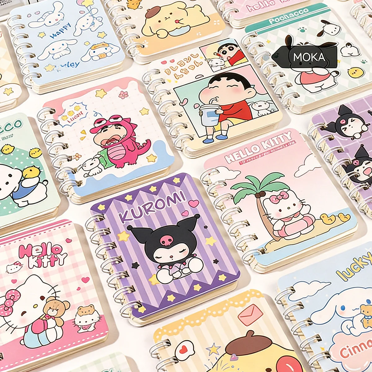 4개 세트 귀여운 코일 노트북 산리오 만화 A7 프린팅 패턴 노트패드 귀여운 노트북 휴일 선물