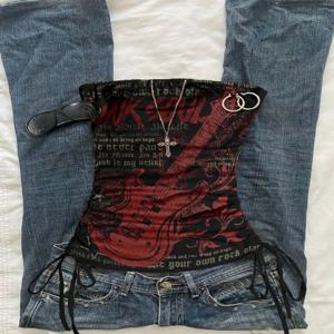 여성용 캐주얼 레트로 드로스트링 프론트 컷 조끼, 봄과 여름에 Y2K 및 기타 프린트에 적합