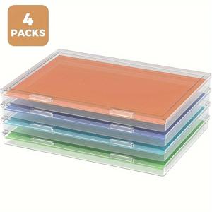 4/8팩 A4 플라스틱 보관함(뚜껑 포함) 가정 및 사무실 정리용, 선물용 선물 상자, 종이 문서 보관함