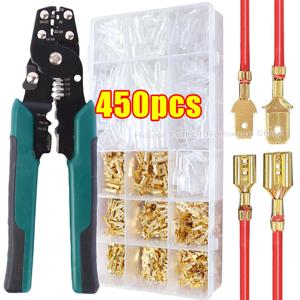 와이어 크림프 터미널 세트 2.8/4.8/6.3mm 구리 남성 여성 와이어 스페이드 커넥터 절연 슬리브 포함 전기 커넥터 박스