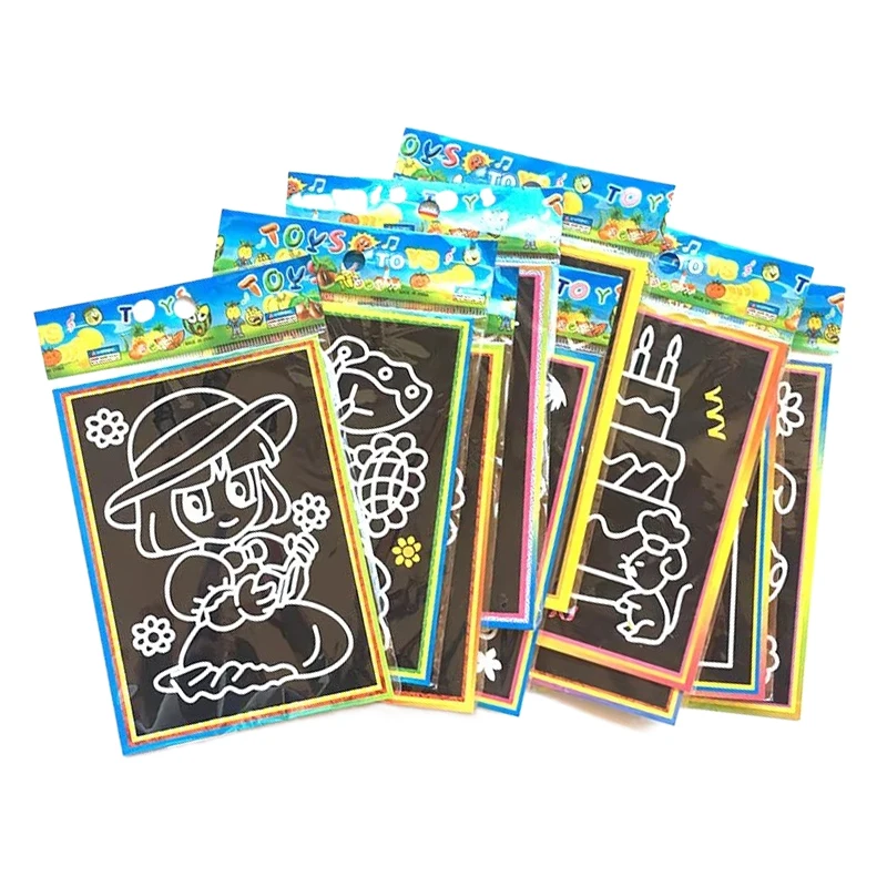 5/10/15/20pcs 스크래치 페인팅 노트북 미술 교실 용품 사무실 문화 학교 보상 교육 인센티브 용품 TMZ