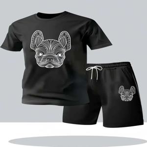 여름 남성용 속건 캐주얼 반팔 티셔츠 및 반바지 세트 시티 스트리트 패션 러닝 스포츠 2피스 슈트