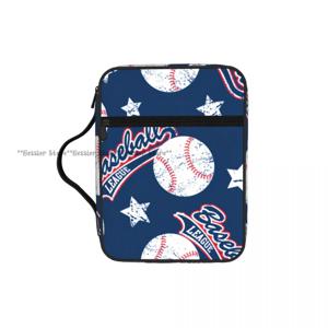 성경 커버 가방, 교회 가방, 야구 별 무늬 성경 보호 가방, 손잡이와 지퍼 포켓이 있는 태블릿 핸드백