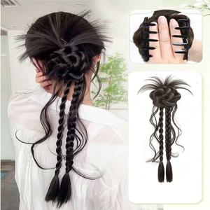 스테이블 트위스트 박싱 브레이드 헤어 클로 INC 스타일 트렌디 걸 헤어 여성용 클립온 합성 가발 꽃봉오리 헤드 트위스트 브레이드 내추럴