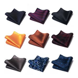 패션 브랜드 고급스러운 멋진 수제 실크 Hanky 포켓 스퀘어 기하학 hombre 정장 의류 카키 사무실