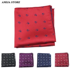 새로운 디자인 26*26CM Hankerchief 남자 포켓 스퀘어 블루 레드 블랙 해골 Hanky Suit 남자 비즈니스 웨딩 파티 가슴 타월 Snot