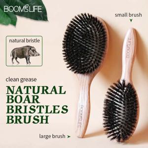 BOOMSLIFE 멧돼지 강모 헤어 브러시 여성용 빗 헤어 우드 헤어 브러시 Detangle Straightener Brush 헤어 빗 이발사 액세서리
