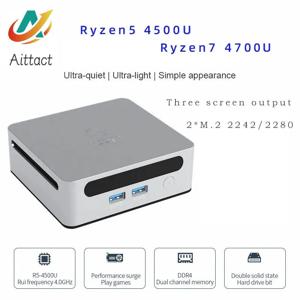 AITTACT 새로운 미니 PC AMD Ryzen5 4500U Ryzen7 4700U CPU 2.0GHz 최대 4.1GHz Windows 10/11 DDR4 지원 64GB RAM WiFi6 NUC