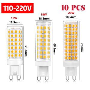 10pcs 깜박임 없음 G9 9W 25W LED 전구 3000k 4000k 6000k AC110/220V 2835 옥수수 빛 136 led 샹들리에 빛 교체 100w 할로겐