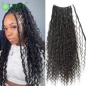 Boho Locs 사전 루프 크로셰 브레이드, 인모 컬, 여신 Locs 브레이드, 부드러운 레게머리 곱슬 크로셰 헤어