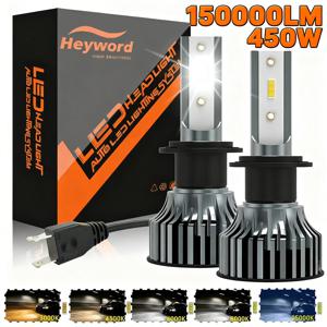 헤이워드 150000lm 450W 1860 CSP 칩 3000k/4300k/6000k/8000k 자동차 LED 헤드라이트 h4 h7 h1 LED 헤드라이트 9005 H7 h11 LED 라이트