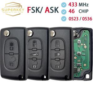 ASK FSK 플립 원격 자동차 키, 시트로엥 C2 C3 C4 C5 C6 Xsara Berlingo, 푸조 207 307 308 407 607 807 HU83 VA2 CE0536 CE0523