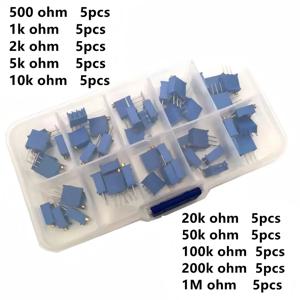50 개/몫 3296W 멀티 턴 트리머 전위차계 키트 무료 상자 전자 diy 키트와 고정밀 3296 가변 저항기