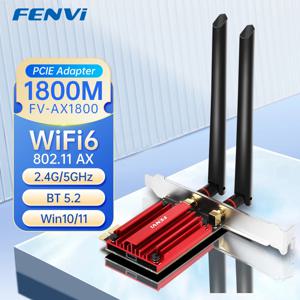 FENVI AX1800 WiFi 6 PCI-E 무선 어댑터 BT 5.2 1800Mbps 듀얼 밴드 5Ghz/2.4Ghz 802.11AX MT7921 네트워크 Wi-Fi 6 카드 윈도우 10/11