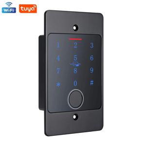 Tuya Wifi 독립형 지문 액세스 제어 키패드 금속 방수 백라이트 임베디드 설치 오프너 리더 + M70 상자