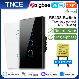 TNCE Tuya US 스위치 wifi zigbee, 1/2/3/4 갱, 중립 없음/와이어 LED 조명 제어 벽 버튼, Alexa Google 홈을 통한 스마트 음성