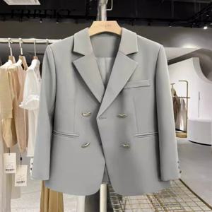 Outerwears 여성 블레이저 봄 가을 새로운 캐주얼 바람 정장 재킷 양 프랑스어 질감 패션 작은 정장 재킷 여성 의류