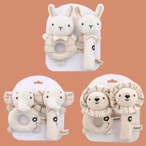 유기농 면 손 딸랑이 아기 진정 장난감 유아 아기 딸랑이 장난감