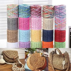 2023 200M 뜨개질 크로 셰 뜨개질 종이 스레드에 대한 천연 라피아 짚 원사 DIY 수제 여름 Sunhat 비치 가방 Freeshipping