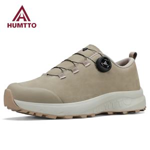 HUMTTO 남성용 가죽 하이킹 신발, 2024 겨울 캠핑 스포츠 신발, 통기성 트레킹 부츠, 야외 안전 스니커즈