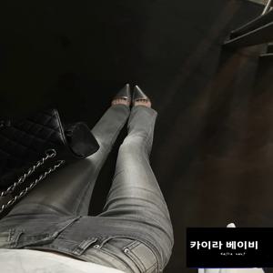 로우 웨이스트 벨 바텀 데님 진 여성용 라이트 그레이 워싱 마이크로 플레어 트라우저 봄 가을 코튼 스트레치 데님