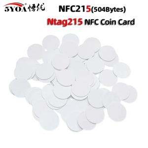 50/10/50pcs NFC Ntag215 Ntag213 216 213 코인 태그 키 13.56MHz 215 카드 라벨 RFID 초경량 라벨 25 mm 직경 라운드
