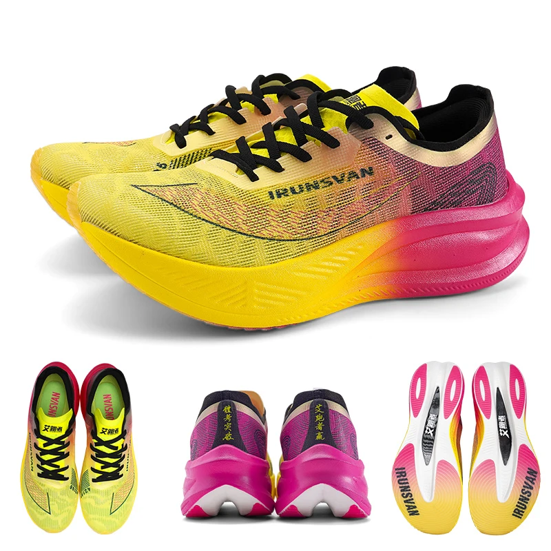 IRUNSVAN 경량 마라톤 스니커즈 남성 운동화 통기성 스포츠 신발 캐주얼 편안한 운동 훈련 남여