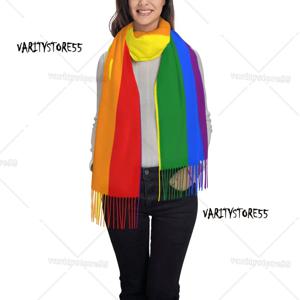 맞춤 인쇄 게이 프라이드 LGBT 레인보우 플래그 스카프, 따뜻한 스카프, LGBTQ 레즈비언 숄 랩, 겨울, 가을