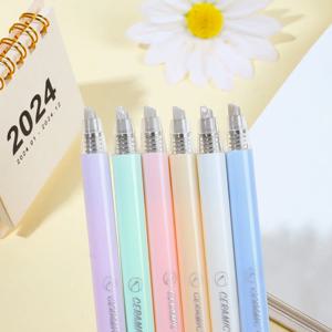 마카롱 색상 개폐식 세라믹 조각 펜, 프레스 타입 안전 종이 커터, 수공예용 펜 모양 유틸리티 나이프, 1 개