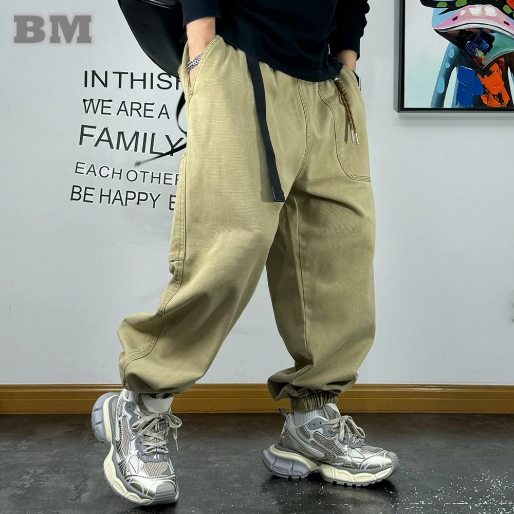 일본 하이 퀄리티 헐렁한 카고 팬츠, 하라주쿠 캐주얼 남성 의류, 플러스 사이즈 조거 패션, 느슨한 작업 바지
