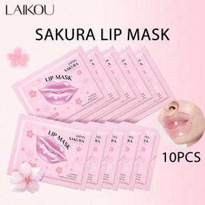 LAIKOU 5/10pcs 립 마스크 립 케어 모이스춰 라이징 하이 드레이팅 리페어 라이트 립 라인 립 젤 패치 립 패드 패치 케어 제품