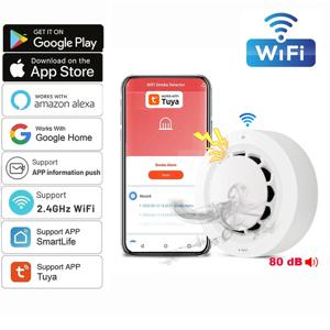 Tuya WiFi 연기 경보 화재 예방 연기 감지기 연기 집 조합 화재 경보 홈 보안 시스템 소방관