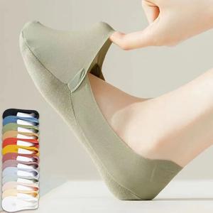 5 쌍 여성 양말 통기성 보이지 않는 실리콘 미끄럼 방지 솔리드 컬러 보트 양말 편안한 고품질 노쇼 삭스 울트라 씬