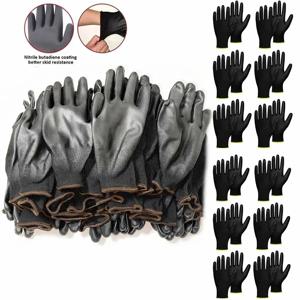 12/24/36 쌍 안전 작업 장갑 PU 코팅, 통기성 미끄럼 방지 정원 장갑 건설 정원 마당 산업 노동용