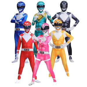 파워 사무라이 Sentai Shinkenger 레인저스 의상 슈퍼 히어로 코스프레 할로윈 생일 파티 점프 슈트 젠타이 슈트