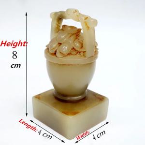 옥 스톤 코르누코피아 양동이 모양 도장 입금 냄비, 옥 독특한 개인 도장, 중국 선물, 개인 레터링 사인