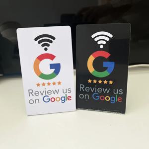 프로그래밍 가능한 Google 리뷰 카드 13.56Mhz NFC 스테이션 테이블 NFC Google 리뷰 디스플레이 벤딩 카드 스탠딩 브랜드 브래킷