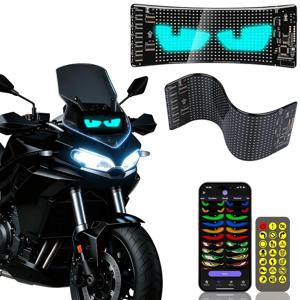 오토바이 앞유리용 16*32 LED 데빌 아이 라이트, 앱/리모컨으로 프로그래밍 가능한 매트릭스 픽셀 패널