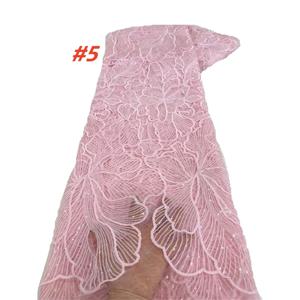아프리카 장식 조각 레이스 프랑스어 얇은 명주 그물 레이스 직물 핑크 2025 여성 패션 자수 나이지리아 메쉬 레이스 원단 결혼식 파티