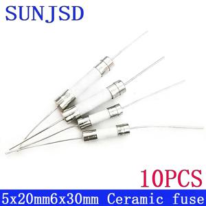 10개 세라믹 퓨즈 고속 차단 5x20mm 6x30mm 250V 다중 전류 등급 0.5A 1A 10A 12A 15A 20A 8A 6.3A 5A 4A 30A SUNJSD 핀 포함