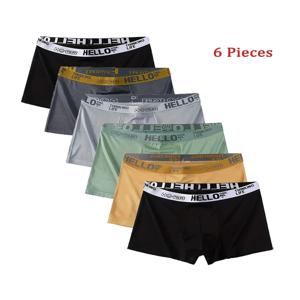6개입 남성 속옷 남자 팬티 순면 남성 팬티 반바지 통기성 좋은 복서 팬티 편안하고 부드러운 중국 사이즈