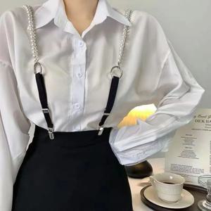 패션 탄성 진주 멜빵 우아한 조절 가능한 조절 가능한 스트랩 뒤로 여성을위한 다목적 멜빵 교정기