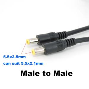 5.5MM X2.5mm DC 남성-남성 확장 전원 공급 장치 케이블 플러그 코드 0.5m 1.5M 3 미터 와이어 커넥터 스트립 카메라 q1 용 어댑터