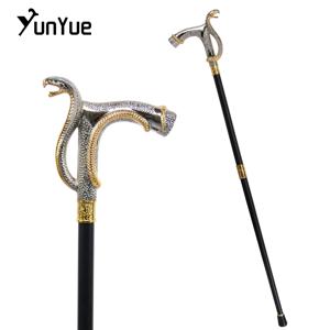 화이트 골드 뱀 머리 패션 선물 금속 워킹 스틱 아트 장식 워킹 지팡이 신사 우아한 목발 코스프레 필름 소품
